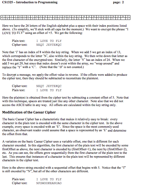 consist of a decryption problem. Some encrypted text will be provided and