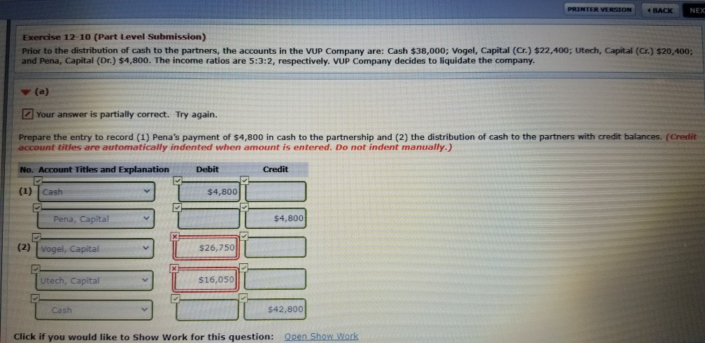  PRINTER VERSION 4 BACK NEX Exercise 12-10 (Part Level Submission) Prior