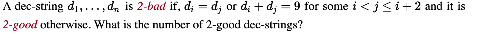 {0,1, 2, 3, 4, 5, 6, 7, 8,9}. A dec-string di,..., d,