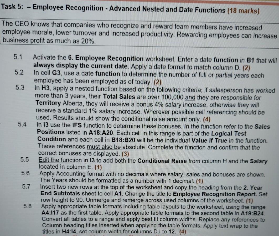  Task 5: - Employee Recognition - Advanced Nested and Date Functions