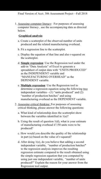  Final Version of Acct. 306 Assessment Project Fall 2018 For purposes