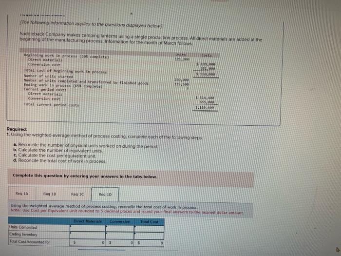 questions displayed below? Sactdieback Company makes camping lantems using a single production