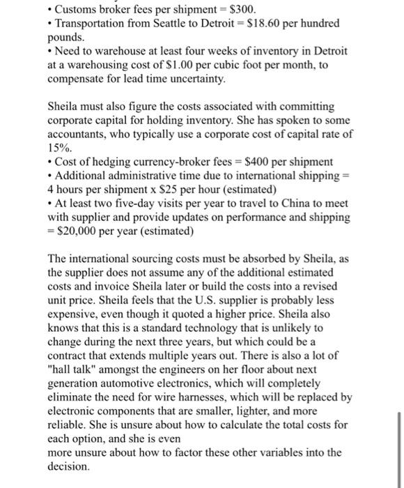 subassemblies for the automotive market, has sent out requests for quotations for