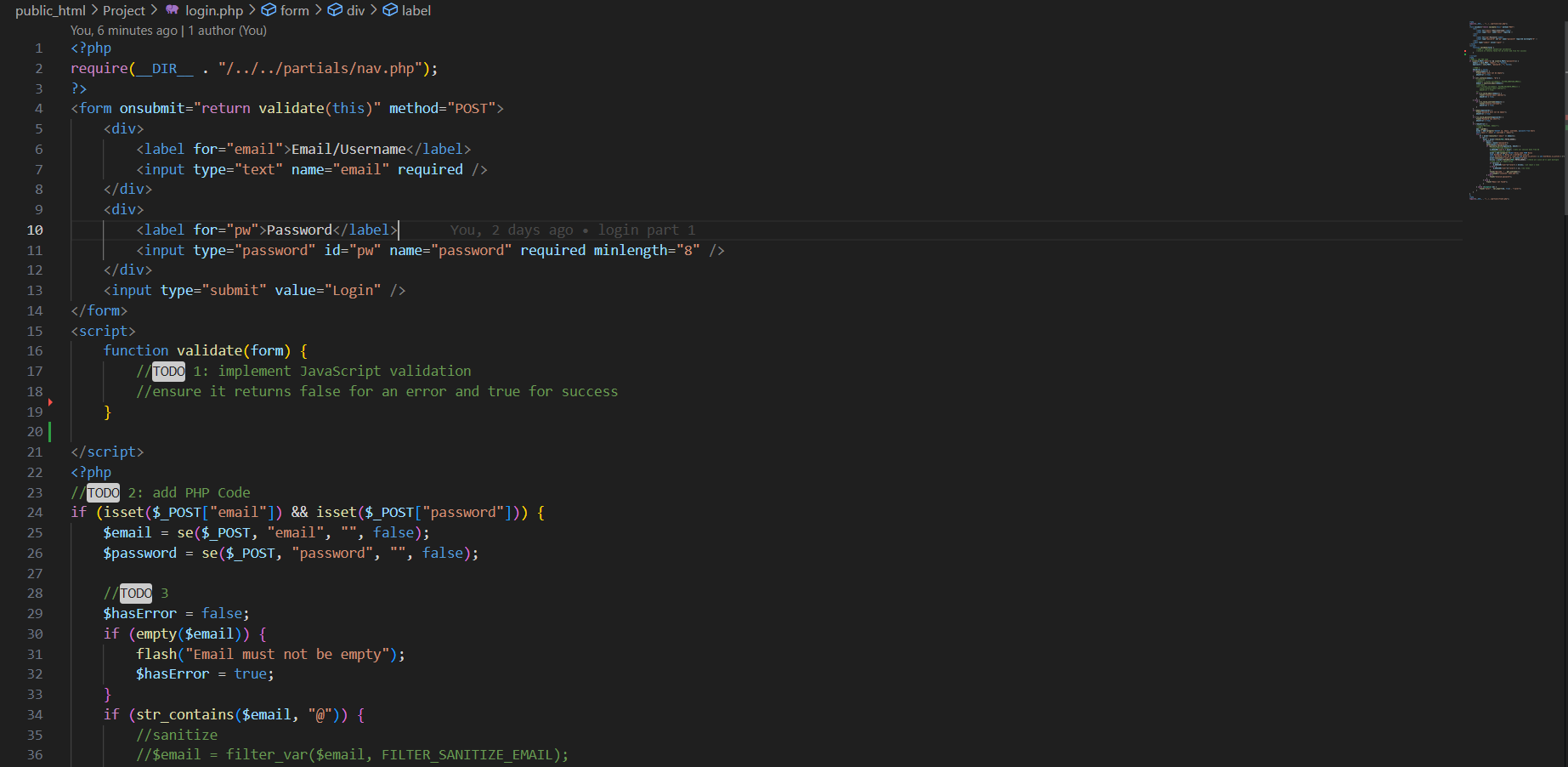  Implement JavaScript validation on Register, Login, and Profile (include "[Client]" in