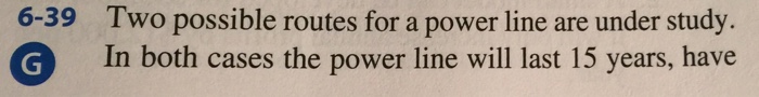  Two possible routes for a power line are under study. In