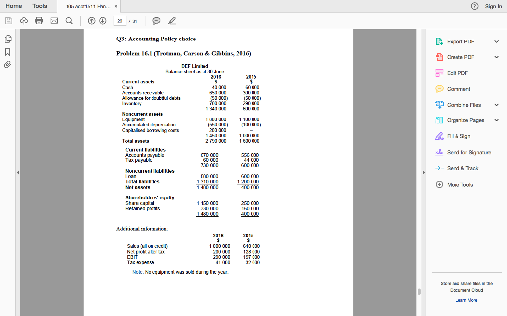 a) what is the interest expense for 2016? b) how much equipment