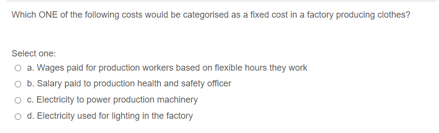 as follows: per unit Direct material (plaster) (6kg per unit @ 1