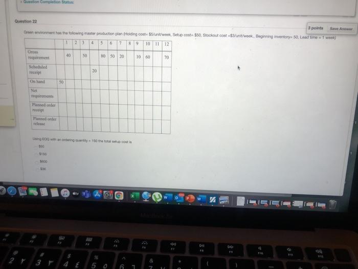  ution Completion 7 Question 22 3 points Save Anwww vivor has