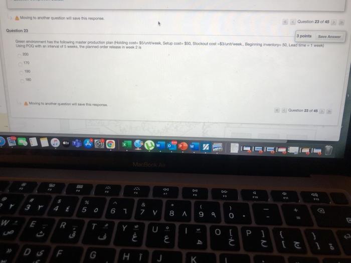 the following master production plan Holding cost-55/unit wenk Sehp cost $50, Stockout