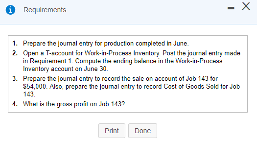 Requirement 1, using the appropriate descriptions as posting references. Compute the ending