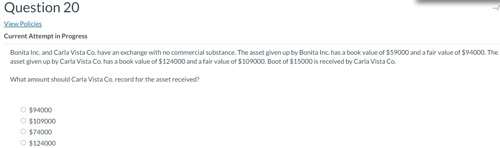 Corp. acquired a mineral mine for $4100000 of which $410000 was ascribed