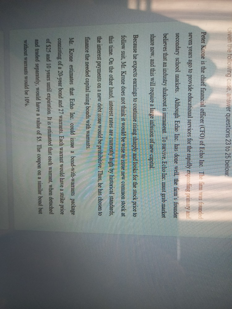 Given the following case, answer questions 23 to 25 below: Peter