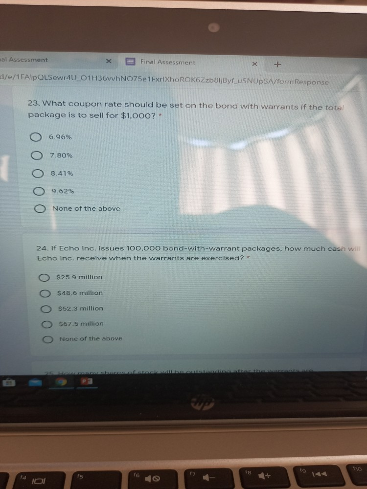 Krone is the cluef financial officer (CFO) of Echo Inc. The firm