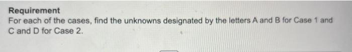 of the cases, find the unknowns designated by the letters A and