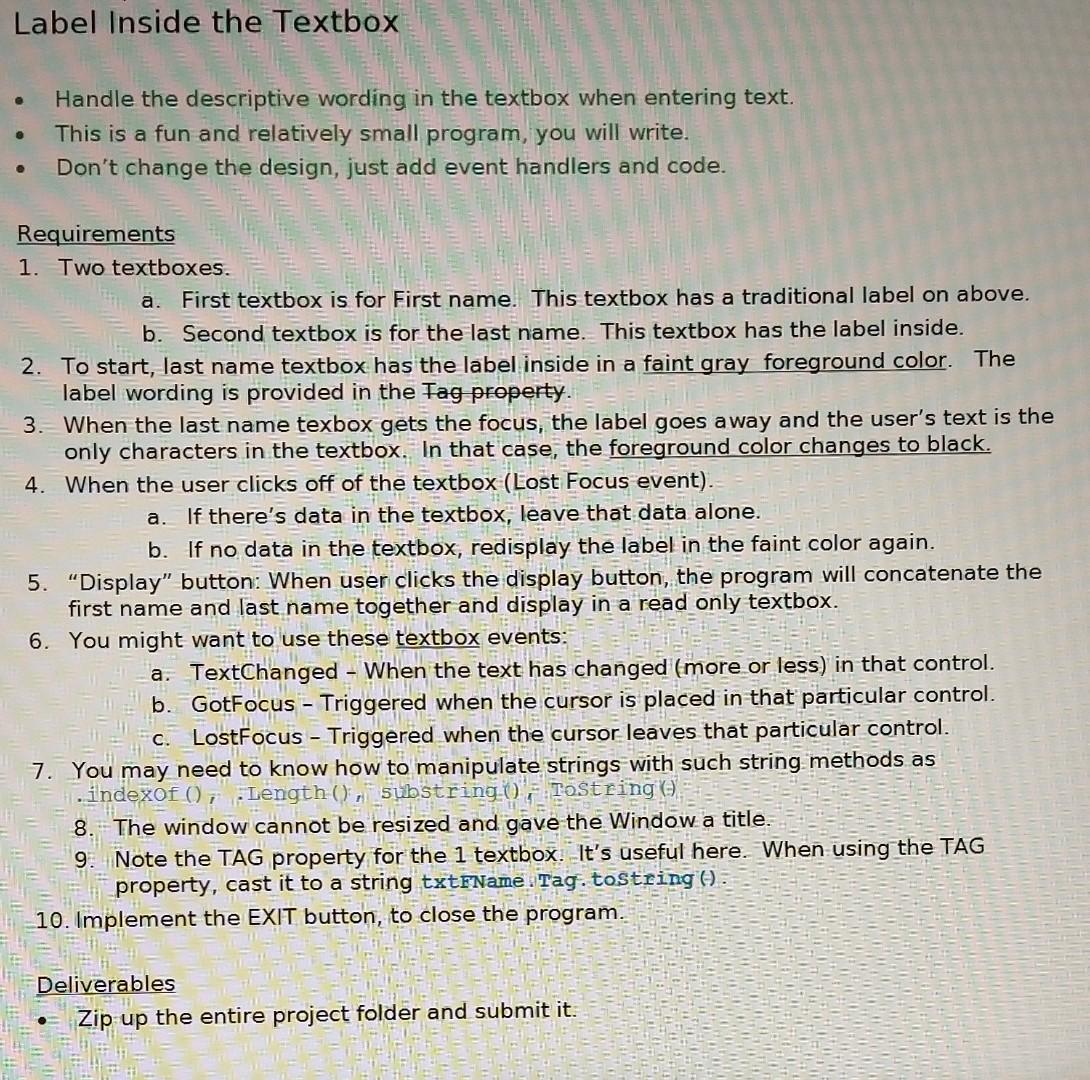 please follow the instructions Create a C\# > Windows > Desktop app