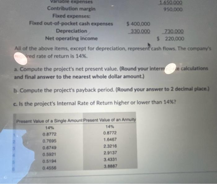 would have a five-year life and would require a, \$1,650,000 investment in