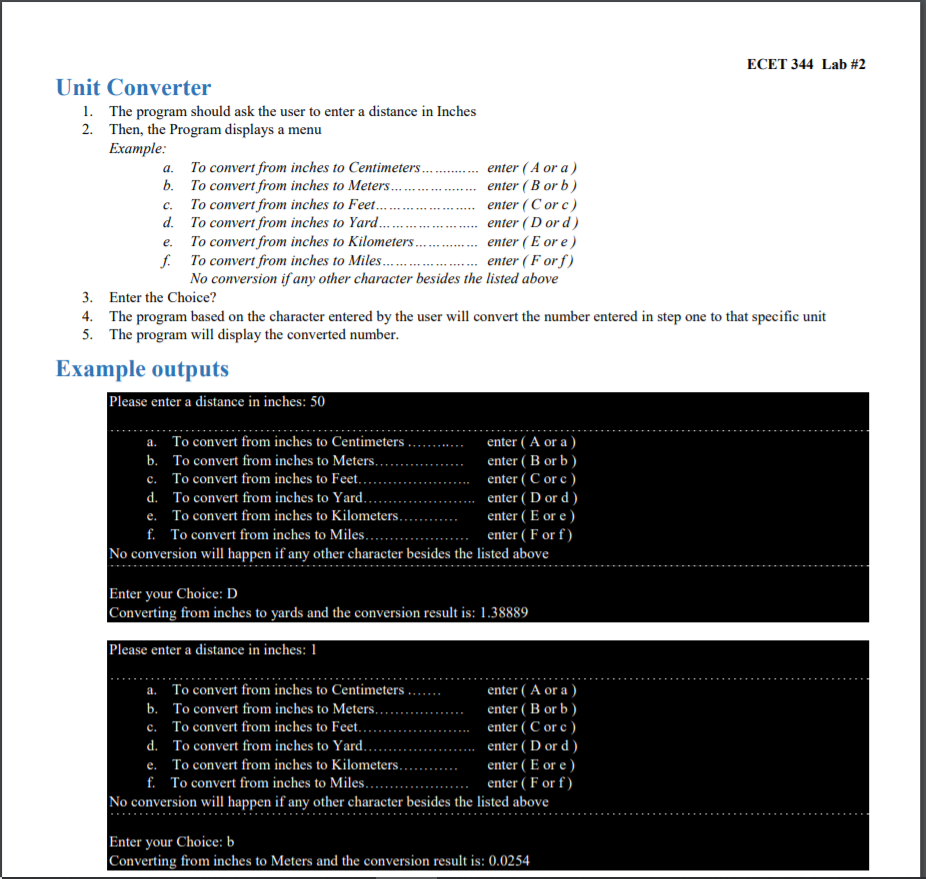 PLEASE USING SWITCH STATEMENT ONLY NOT IF ELSE STATEMENTS! THANK YOU!