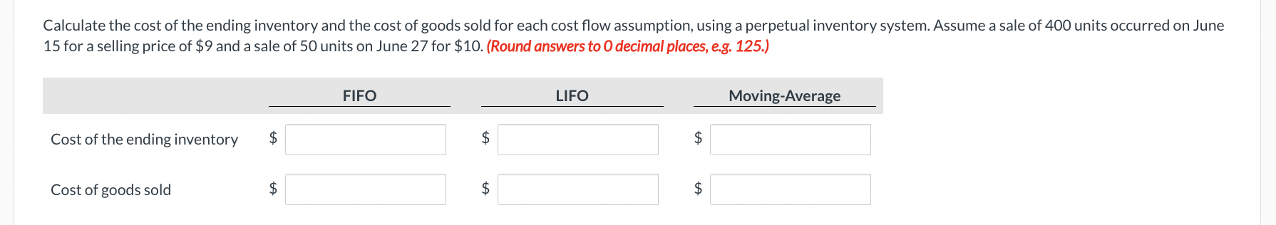 uses a perpetual inventory system and reports the following for the month