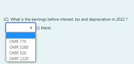 6.000 Operating costs excluding depreciation OMR 4900 EBITDA OMR 1100 Depreciation OMR