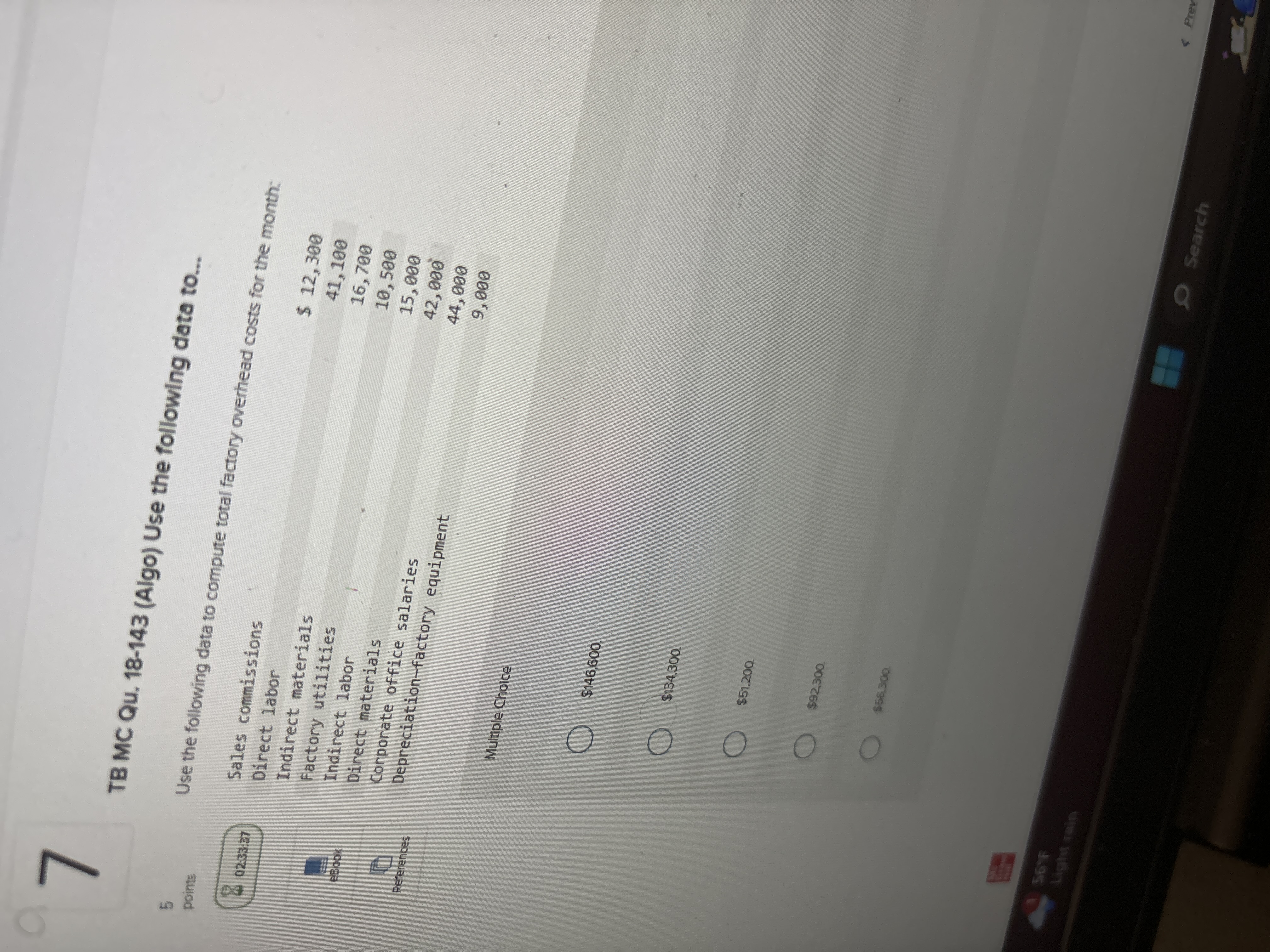  TB MC Qu.18-143(Algo) Use the following data to... 5 pointe Use