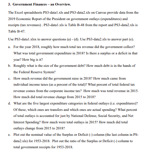  3. Government Finances - an Overview. The Excel spreadsheets PS3-datal.xls and