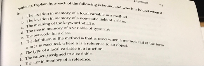 binding time s the following in a Java program? State it as