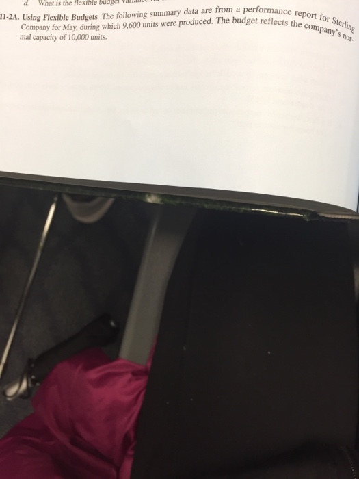  Using Flexible Budgets. The following summary data are from a performance