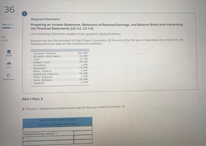  36 Part 2013 Required information Preparing an Income Statement, Statement of