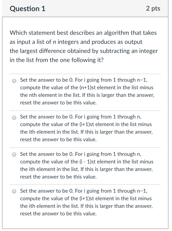 the algorithm given below? CountValuesLessThanT Input: a1, a2.,. n, the length of