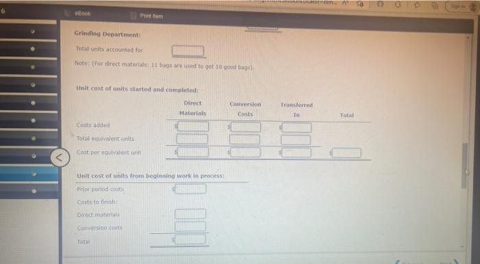 blended to form slurry. Dutput is messured in gallons. In the Baking