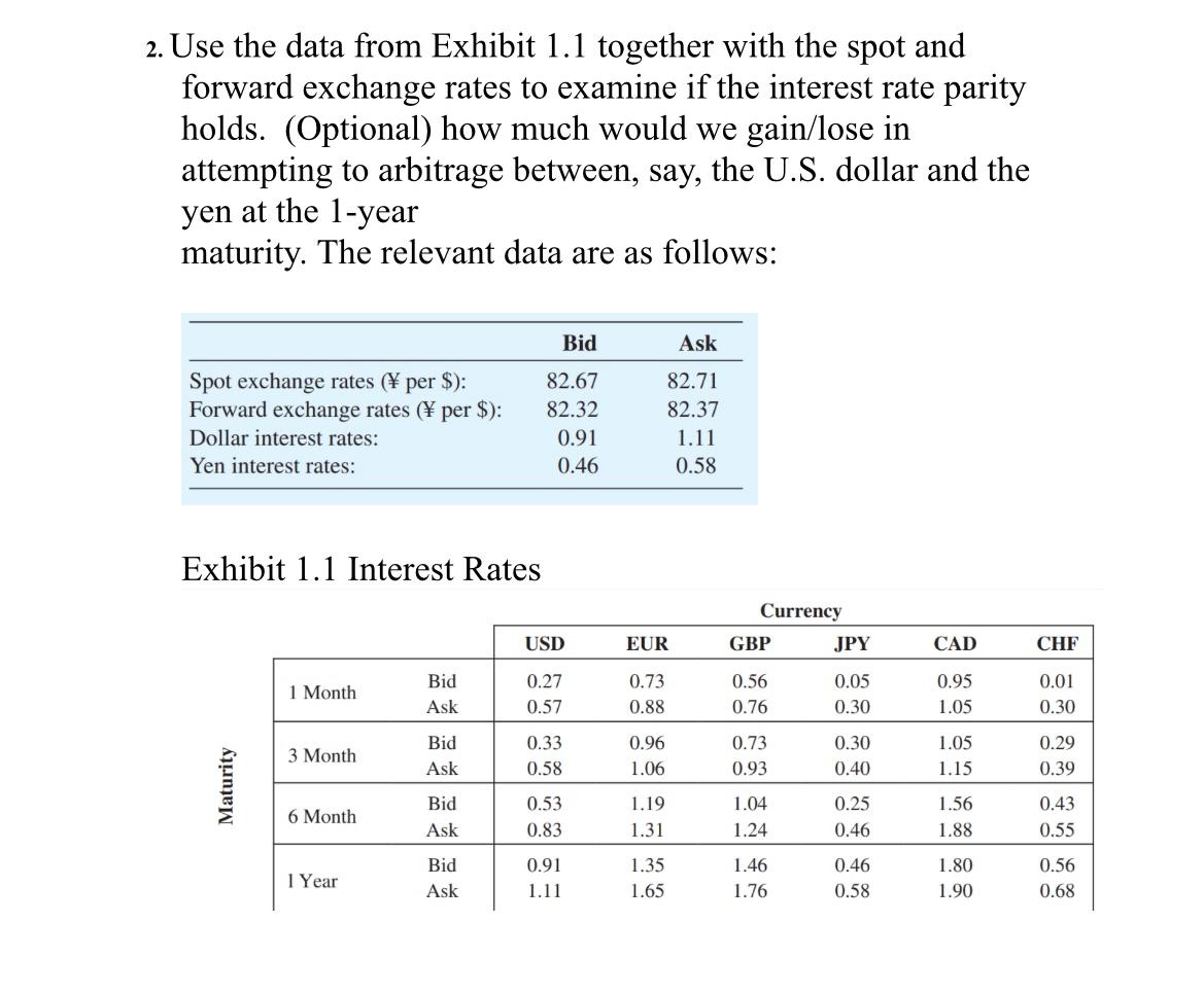  Use the data from Exhibit 1.1 together with the spot and