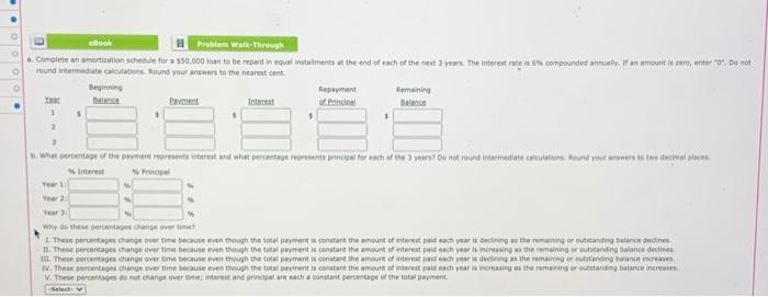  Problem Walkthrough a. Como moration scheme for a $50,000 loan to
