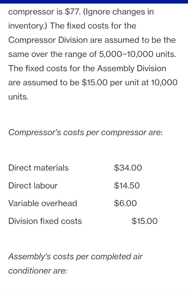 Air Ltd. manufactures only one type of air conditioner and has two