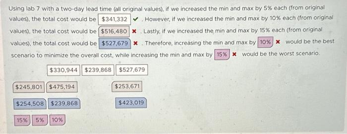  Using lab 7 with a two-day lead time (all original values),
