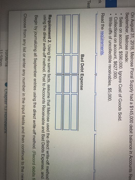 for Bad Detts. During Sales on account, $590,000. Ignore Cost of Goods