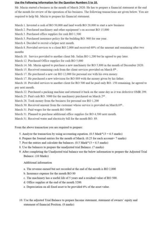 please solve 5 and 6 Use the following information for the