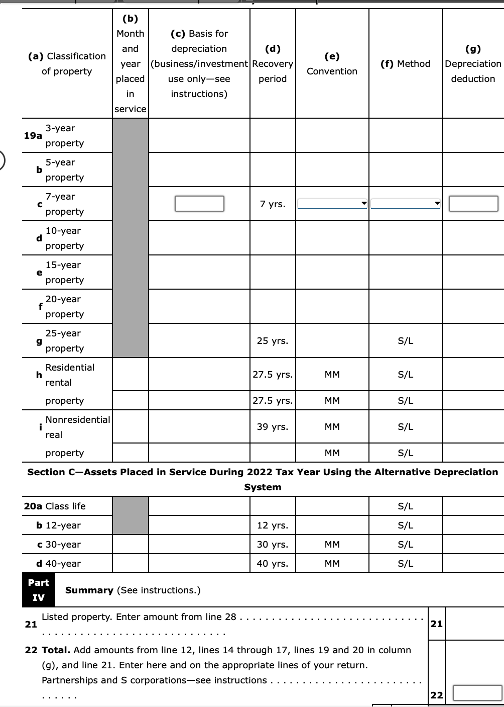  On January 20,2022, Javier Sanchez purchased and placed in service a