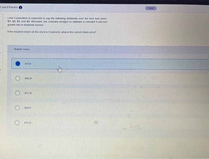 The answer you have given does not show in the multiple choice