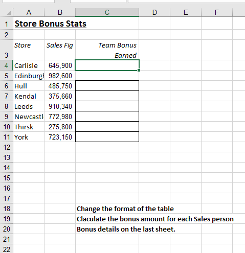 Using referencing and bonus details are on another sheet