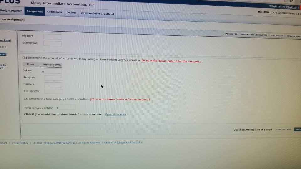 Assignment Gradebook ORION Downloadable eTextbook Open Assignment CALCULATOR HESSACE HY Corporation has
