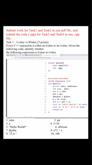  Submit work for Taskl and Task2 in one pdf file, and