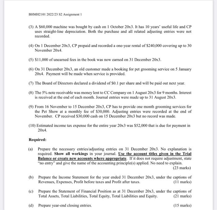 the adjusting entries and adjusted trial balance Part I (70 marks) Cucu