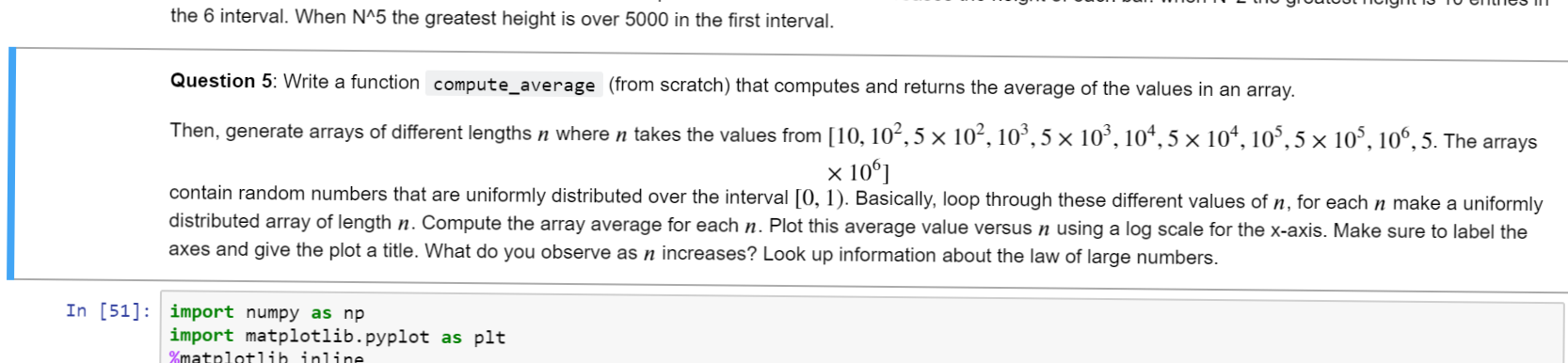  Python help. Please help with question 5 and only use numpy