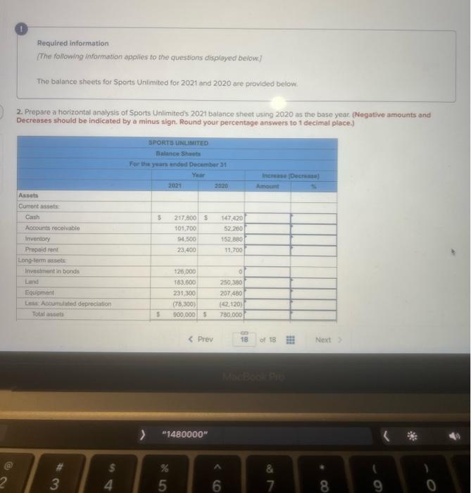 balance sheets for Sports Unlimited for 2021 and 2020 are provided below.