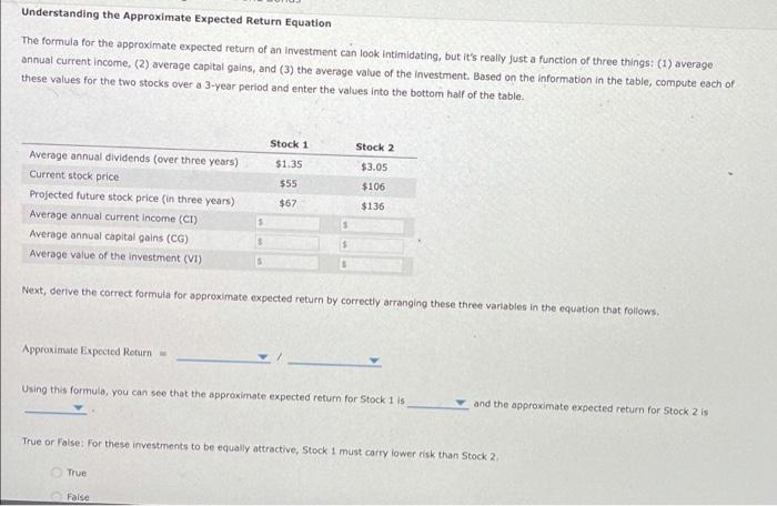 stock, you can expect to earn money through future current income (from