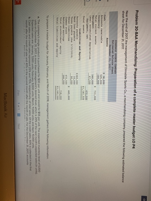  can you please show how to do this? Problem 20-8AA Merchandising: