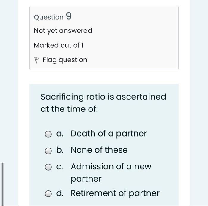 yet answered Marked out of 1 P Flag question Undistributed profits and