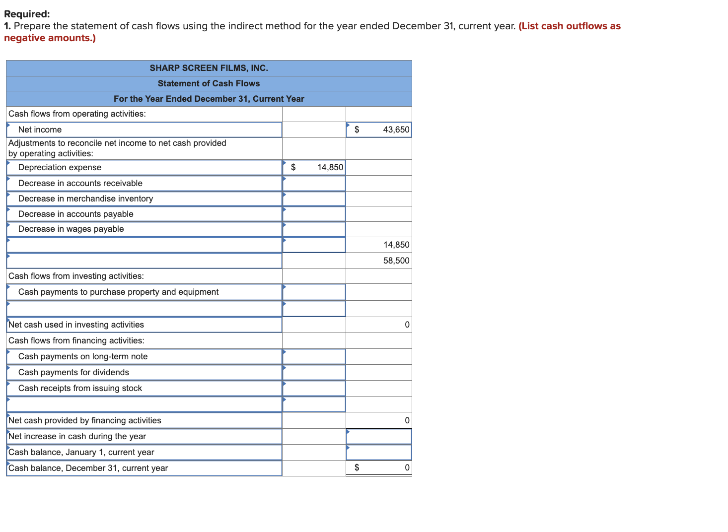 12-2, 12-4, 12-6 Sharp Screen Films, Inc., is developing its annual financial