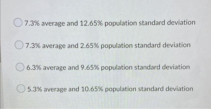 Standard Deviation (population). Following are the historical returns for Cool Hill Ski