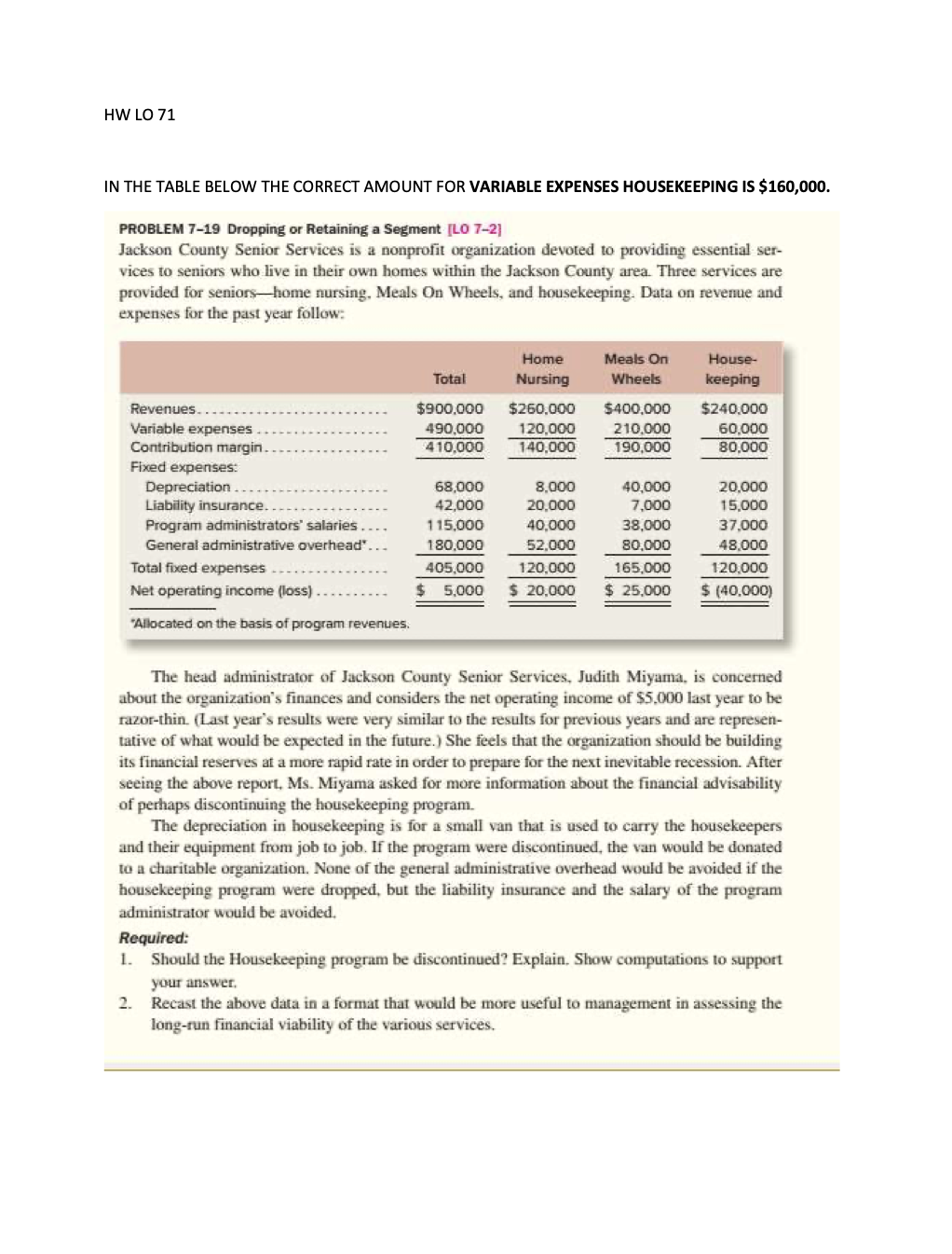  HW LO 71 IN THE TABLE BELOW THE CORRECT AMOUNT FOR